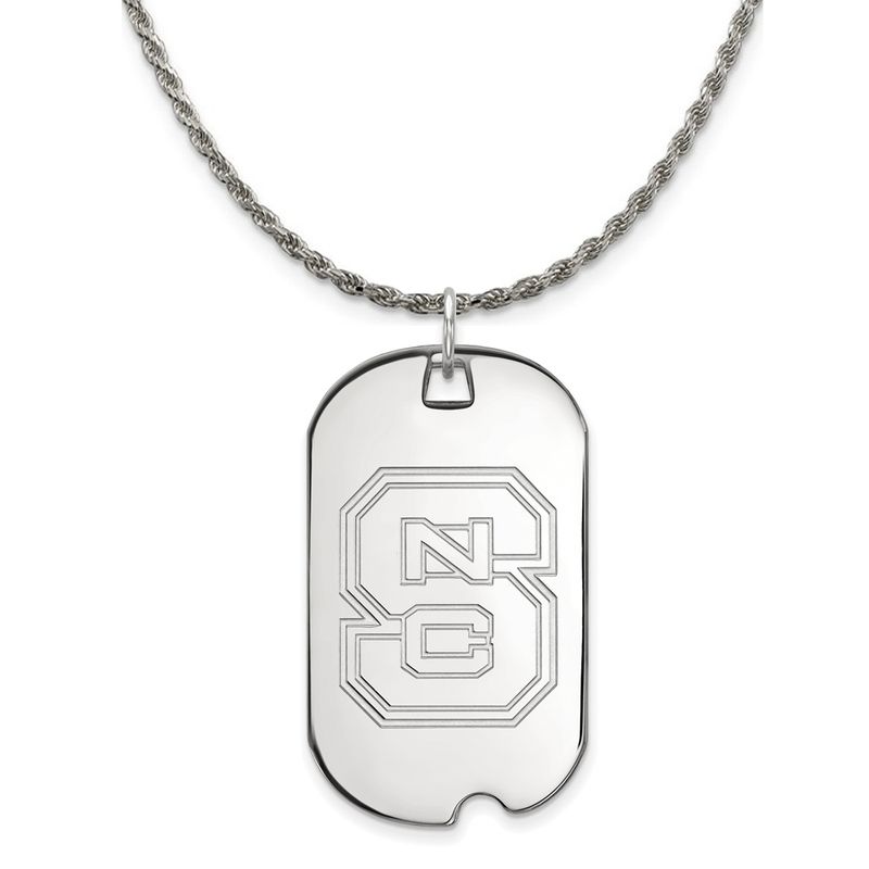 Sterling Silver North Carolina Large Dog Tag Necklace - 24 Inch